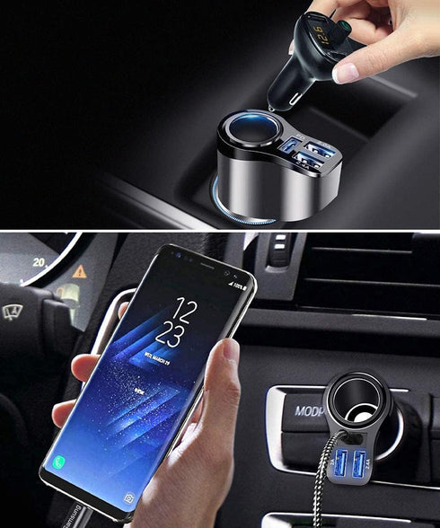 4 in 1 USB C Car Charger, 168W Multi USB Cigarette Lighter Adapter, Socket Splitter with 3 USB Ports, 12V/24V Dual USB Type C PD Fast Car Charger ...