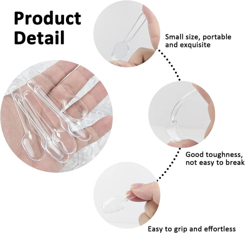 500PCS Clear Plastic Cutlery, Disposable Small Spoons Silverware, Plastic Utensil for Tasting Dessert Jelly Pudding Yogurt Ice Cream Cake Appetize...