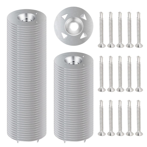 200Pcs Fastener Kit Board Hardware Set for Foam Board,100Pcs 1-1/8 Inch Galvanized Steel Washers for Installation and 100Pcs Stainless Steel Screw...