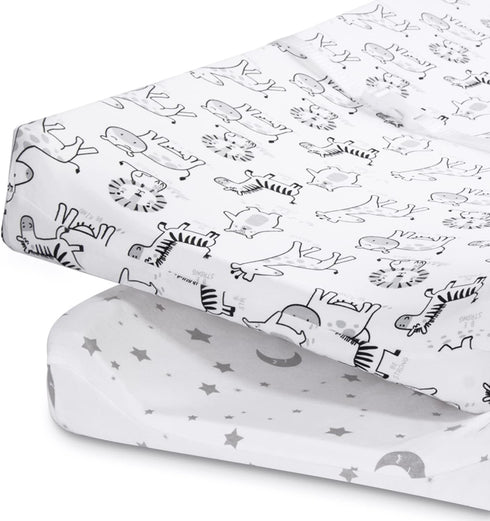 Beberoad Love 2 Pack Baby Changing Pad Covers Set Changing Table Sheets for Boys and Girls, 100% Cotton Soft Diaper Changing Pad Cover-Elastic Was...