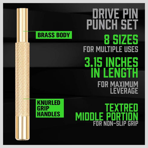 SWANLAKE 8-Piece Brass Punch Set, Removing Repair Tool1/8" - 5/16" Brass Pin Drive Punch Set...