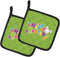 Caroline's Treasures BB6900PTHD Happy Easter Green Quatrafoil Pair of Pot Holders Kitchen Heat Resistant Pot Holders Sets Oven Hot Pads for Cookin...