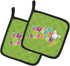 Caroline's Treasures BB6900PTHD Happy Easter Green Quatrafoil Pair of Pot Holders Kitchen Heat Resistant Pot Holders Sets Oven Hot Pads for Cookin...