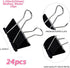 Medium Binder Clips and Paper Clips (24 Pcs) 1.25 Inch,Black Metal Medium Paper Clamps for Office, Home, School...