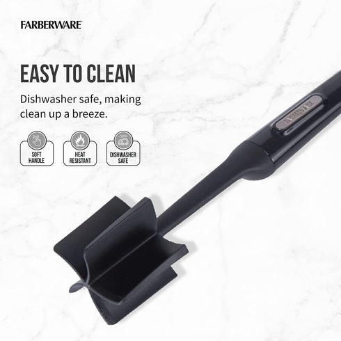 FARBERWARE Nylon Meat & Potato Masher, Heat-Resistant and Safe for Non-Stick Cookware, Durable 10-Inch Kitchen Tool with Ergonomic Handle, Black...