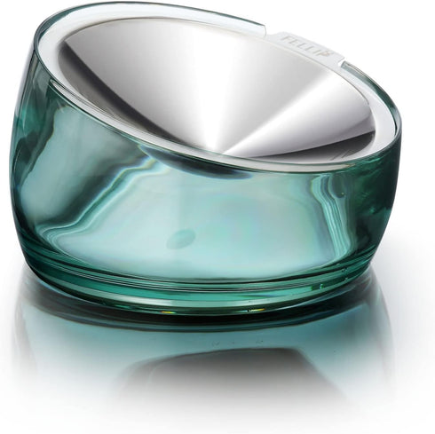 Felli Pet Oblik Anti Whisker Fatigue Cat Bowl Raised Stainless Steel Angled Wide Shallow Dish for Dry Wet Food, Vomit & Spill Proof Tilted Elevate...