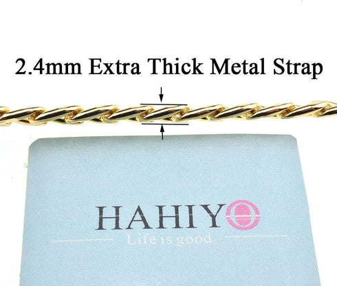 HAHIYO Purse Chain Strap 43.3' Gold for Shoulder Cross Body Sling Purse Handbag Clutch Bag Replacement Comfortable Flat 0.4' Wide Enough 2.4mm Ext...