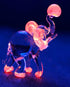 Garden Deco Glow in The Dark Pink Elephant Play Football Hand Blown Art Glass Figurine Ornament Sculpture...