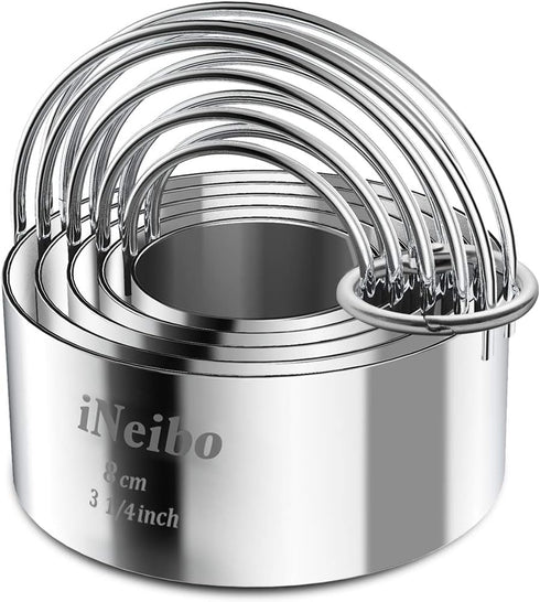 iNeibo Biscuit Cutter Set, Cookie Cutter, Round Shape Circle Scone Cutters, Pastry Dough Baking Cutter, Shapes Pastry Cutter for Dumpling Skin Cut...