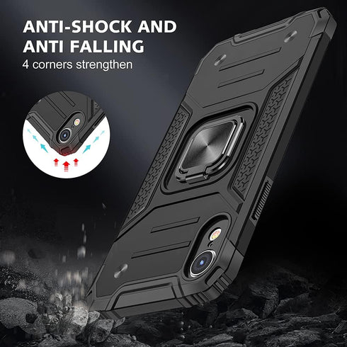 HNHYGETE for iPhone XR Case: iPhone XR phone case with Screen Protector: (Heavy Duty) Military Grade 360° Rotatable Kickstand Shockproof Protectiv...