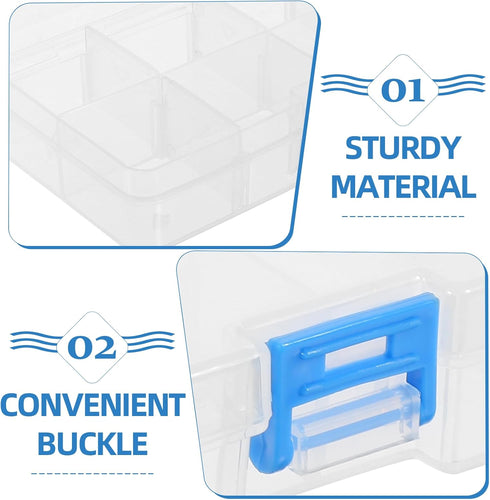 Healifty Plastic Storage Box 8 Grids Container Organizer Divider Grid Compartment with Lid for Jewelry Beads Earring Tool Fishing Hook Lures...