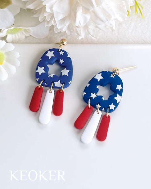 KEOKER Silk Screen Stencils for Polymer Clay Reusable Stars, 4th of July Star Silkscreen for Clay, Printing on Clay & Other Jewelry Clay Earrings ...
