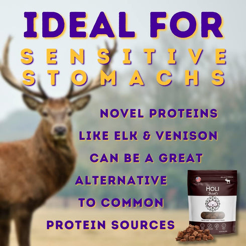 HOLI Elk & Venison Freeze Dried Dog Treats - All Natural and Wild Caught | Vitamin and Mineral Fortified | Made in USA - Human Grade - Grain Free ...