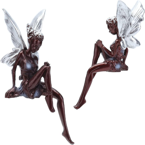 Tomotato Sitting Fairy Garden Statue Resin Crafts Flower Fairy Garden Decoration Figure Unique Shape Cute Resin Statue Miniature Figurine Sculptur...