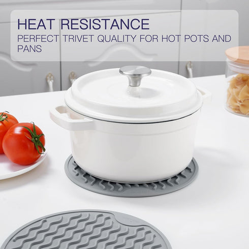 Trivets for Hot Pots and Pans,Silicone Trivet Mats 7.8 inch 4 Pack for Quartz Countertops Wood Marble Table Microwave Pad Heat Resistance Gray...