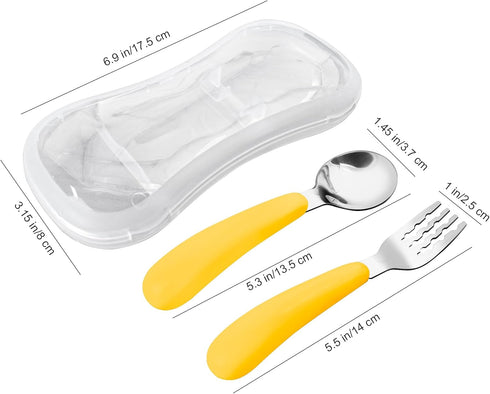VANRA 2 Pieces Toddler Fork and Spoon Set with Travel Case 18/8 Stainless Steel Toddler Utensils Kids Silverware Children Flatware Child Cutlery S...