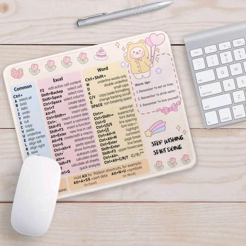 Shortcut Keys Pattern Thickened Waterproof Mouse Pad Quick Key Super Large Anti-Slip Keyboard Pad - with Office Software Shortcuts Pattern, excel ...