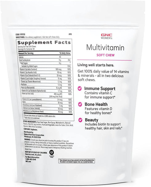GNC Womens Multivitamin Soft Chew - Mixed Fruit...