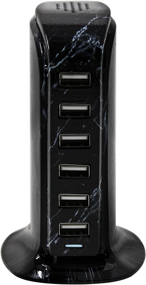 Aduro 40W 6-Port USB Desktop Charging Station Hub Wall Charger for iPhone iPad Tablets Smartphones with Smart Flow (Black Marble)...