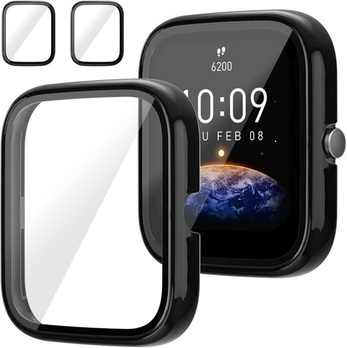 Screen Protector for Amazfit Bip 3/Bip 3 Pro Smartwatch, 2-Pack Hard PC Bumper Full Face Cover Protective Case Accessories for Amazfit Bip 3/Bip 3...