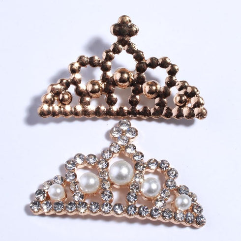20Pcs 40mm Gold Crown Crystal Rhinestone Buttons Embellishment with Flatback for Headbands Hair Accessories Flower Center Bouquet Wedding Invitati...