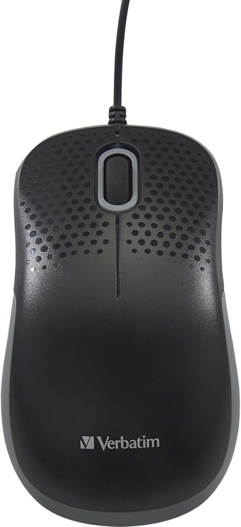 Verbatim USB Silent Corded Optical Mouse - Computer Wired Noiseless and Silent Click Mouse for Mac and PC - Black...