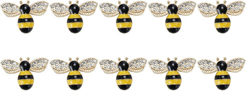 10Pcs Bee Rhinestone Enamel Craft Bee Rhinestone Flatback Button Tiny Cute Craft Bee Button Honeybee Resin Craft for Handmade DIY Craft Clothing H...
