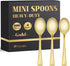 Kucoele 4 Inches Gold Mini Plastic Spoons, 100 Pack Disposable Small Dessert Spoons Heavy Duty Tiny Tasting Spoons for Appetizers, Puddings, Ice C...