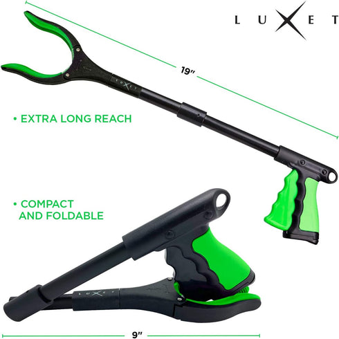 Grabber Reacher Tool 19 Inch Long, Foldable Pick Up Stick - Strong Grip Magnetic Tip - Heavy Duty Trash Picker Claw Reacher Grabber Tool Elderly W...