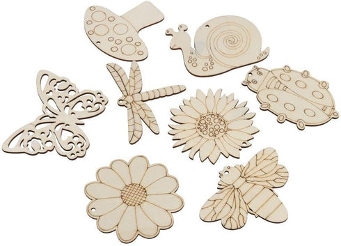 80pcs Unfinished Wooden Cutouts 8 Styles Wood Butterfly Flower Bee Slices Blank Wooden Paint Crafts Unfinished Wood Cutouts for DIY Painting Home ...