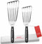 2 Pack Fish Spatula Turner, Stainless Steel Slotted Spatulas for Flipping, Turning, Frying & Grilling, 3"x6"+4"x8" Metal Slotted Spatulas, Wooden ...
