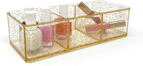 Isaac Jacobs Clear Acrylic 3 Section Organizer- Three Compartment Drawer Tray and Storage Solution for Office, Bathroom, Kitchen, Supplies, and Mo...