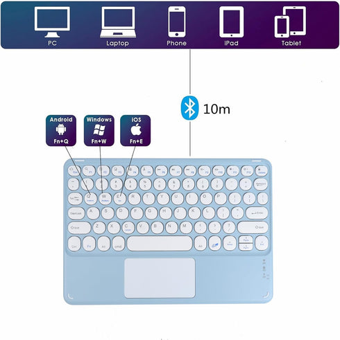 Bluetooth Keyboard,10-inch Wireless Bluetooth Keyboard with Touchpad for iPad Ultra-Slim Small Portable Rechargeable Keyboard with Trackpad for iP...
