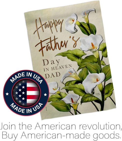 Breeze Decor Happy Fathers Day in Heaven Garden Flag Gifts Lawn Remembrance Porch Outdoor Wall Tapestry Yard Sign Grave Cemetery Decor Dad Home Ba...
