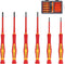 HORUSDY 1000V 6-Piece Mini Insulated Screwdriver Set, Magnetic Tip Mini Electrician Screwdriver Set Slotted(1.8mm,2.0mm2.5mm,3.0mm), Phillips: (PH...