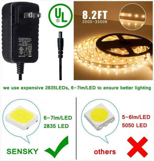 Sensky Motion Sensor LED Under Cabinet Lighting Kit Extendable Under Counter LED Light with Motion Sensor, Power Adapter for Gun Safe Light, Shelf...