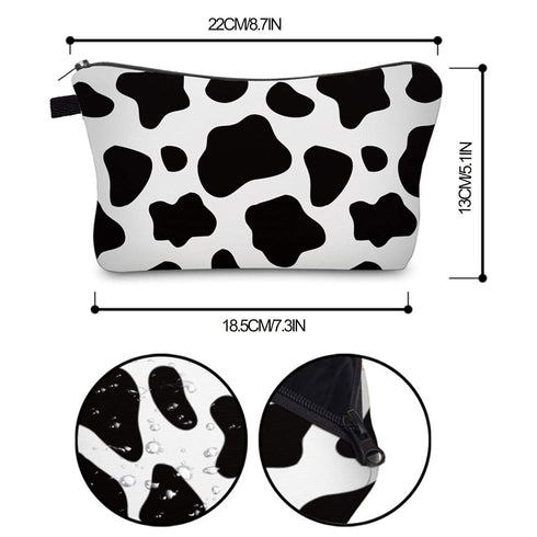 Meiyuuo Makeup Bag Bulk Cosmetic Bags Set 2PACK Organizers Medium Cosmetics Bag Small Make up Pouch for Purse for Women Ladies(Cute Cow Print)...