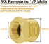 Joywayus 1/2 G Male to 3/8 Compression Female Thread Bushing Pipe Fitting, Brass Reducer Faucet Connector Water Hose Adapter, Supply Line Adapter ...