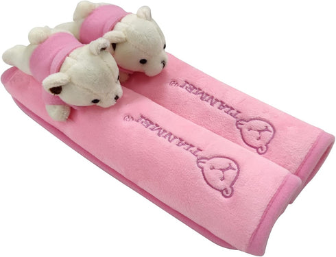 Tianmei 2Pcs Bear Doll Styling Faux Suede Car Seat Belt Strap Cover Shoulder Strap Pad (Pink Color)...