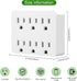 6 Outlet Wall Adapter, FiiMan UL Listed 3-Prong Grounded Outlet to The Side, Wall Plug Side Access Adapter, 6 Way Outlet Extender Tap, White (1 Pa...