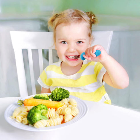 PandaEar 4 Set Baby Toddler Silicone Stainless Steel Utensils Silverware Spoon Fork for Baby Toddler BPA Free with Silicone Holding Anti-Choke Des...