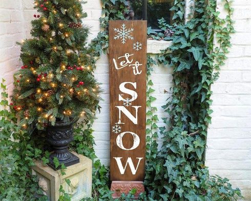 Christmas Stencils for Painting on Wood - Vertical Merry Christmas and Let it Snow Sign - Large Christmas Stencils for Crafts Reusable - Pefect si...