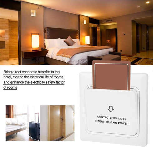 Power Card Sensor Hotel Power Card, Hotel Energy Saving Switch Light Switch Key Plate Extender 3.4x3.4in 100 Times Aging Tests Qualified White For...
