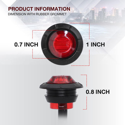 TMH (Pack of 20 3/4 Inch Mount RED LED Clearance Bullet Marker lights, Side LED marker lights for trailer Truck RV Car Bus Van...