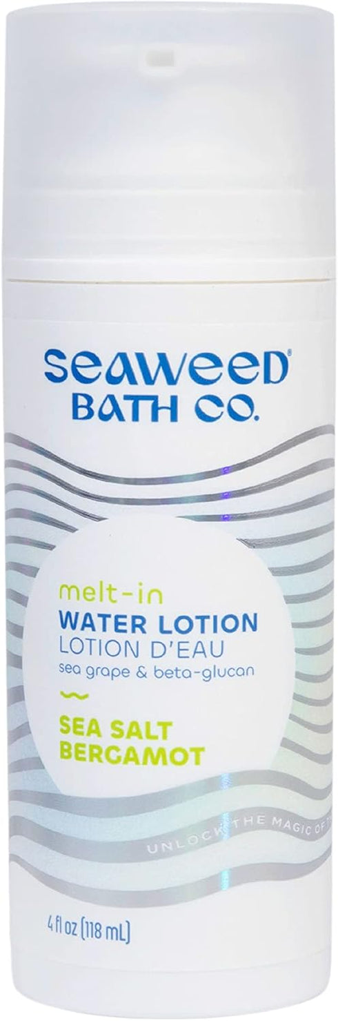 Seaweed Bath Co. Melt-In Water Lotion, Sea Salt Bergamot Scent, 4 Ounce, Sustainably Harvested Seaweed, Sea Grape, Beta-Glucan...