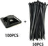 HS Cable Tie Mounts Self Adhesive with Screw Hole Zip Wire Tie Mounting Base Holder (100 Pack) Squares 1x1 Inch,Black...