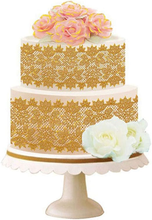Flower Floral Lace Mat For Cake Large Silicone Cake Lace Mat Cake Decoration Sugar Craft Tools of Bakeware (Lotus 114 A)...