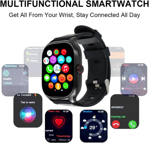 Smart Watch Smartwatch 2.02" Large Display, Fitness Call Music Password Lock Screen Waterproof, Smart Watches Mens Women for Android iOS...