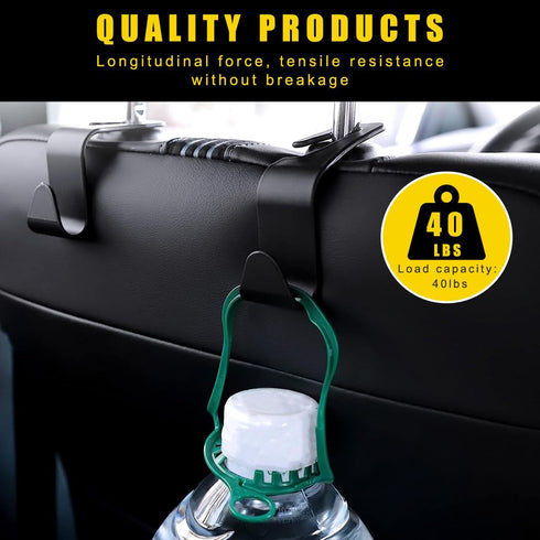 4PCS Car Seat Headrest Hook, Multifunctional Auto Seatback Hook Storage Organizer, Vehicle Seat Hanger Holder for Purse Coat Umbrella Grocery Bag,...