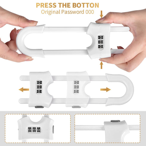4 Pack U-Shaped Sliding Cabinet Locks Multifunctional Child Safety Lock Adjustable Baby Proof Clips for Home Cabinets Refrigerator Doors Cabinet K...
